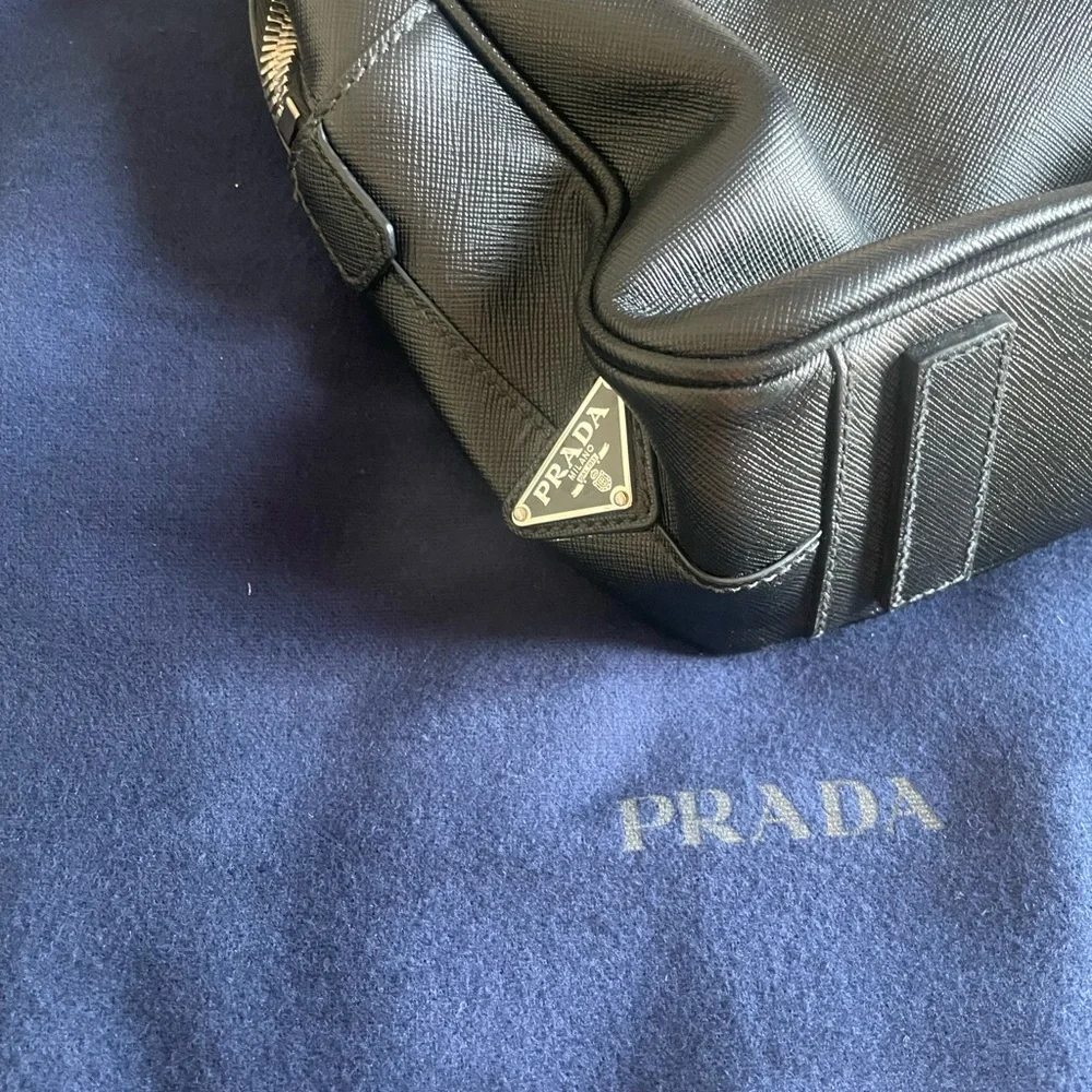 Prada Saffiano Travel Leather Duffle/Brief Bag With Lock